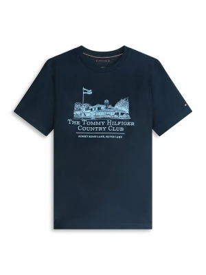 T-shirt z nadrukiem Tommy Hilfiger granatowy
