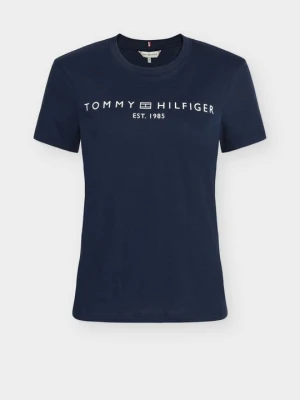 T-shirt z nadrukiem Tommy Hilfiger granatowy