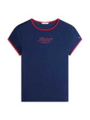 T-shirt z nadrukiem Tommy Hilfiger granatowy