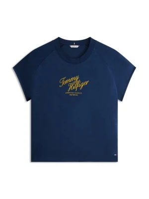T-shirt z nadrukiem Tommy Hilfiger granatowy