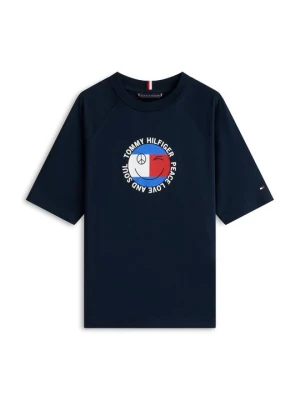 T-shirt z nadrukiem Tommy Hilfiger granatowy