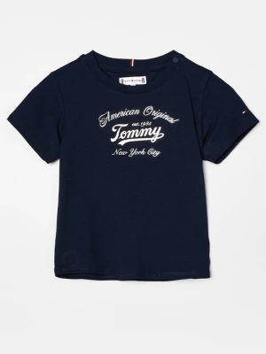 T-shirt z nadrukiem Tommy Hilfiger granatowy