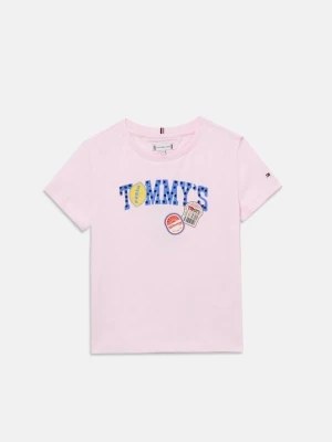 T-shirt z nadrukiem Tommy Hilfiger jasnoróżowy