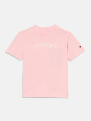 T-shirt z nadrukiem Tommy Hilfiger jasnoróżowy