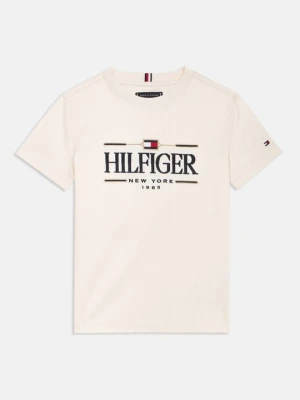 T-shirt z nadrukiem Tommy Hilfiger mleczny