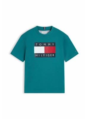 T-shirt z nadrukiem Tommy Hilfiger morski