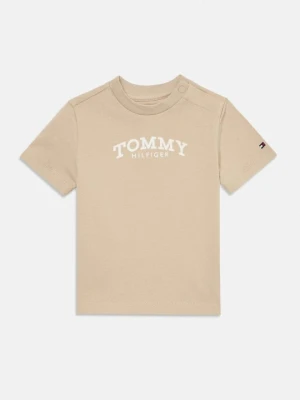 T-shirt z nadrukiem Tommy Hilfiger piaskowy