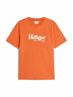 T-shirt z nadrukiem Tommy Hilfiger pomarańczowy