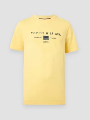 T-shirt z nadrukiem Tommy Hilfiger żółty