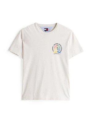 T-shirt z nadrukiem Tommy Jeans beżowy