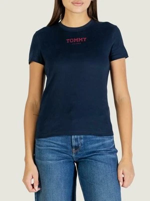 T-shirt z nadrukiem Tommy Jeans granatowy