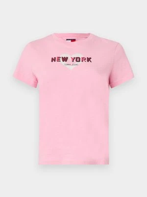 T-shirt z nadrukiem Tommy Jeans różowy