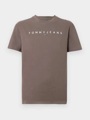 T-shirt z nadrukiem Tommy Jeans brązowy
