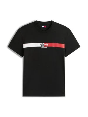 T-shirt z nadrukiem Tommy Jeans czarny