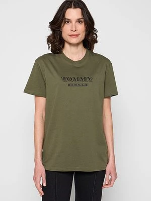 T-shirt z nadrukiem Tommy Jeans zielony