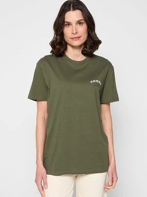 T-shirt z nadrukiem Tommy Jeans zielony