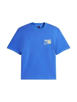 T-shirt z nadrukiem Tommy Jeans niebieski