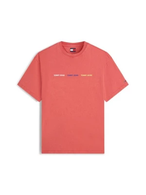 T-shirt z nadrukiem Tommy Jeans czerwony