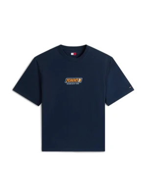 T-shirt z nadrukiem Tommy Jeans granatowy