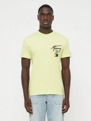 T-shirt z nadrukiem Tommy Jeans jasnożółty