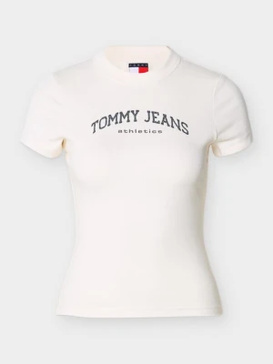 T-shirt z nadrukiem Tommy Jeans mleczny