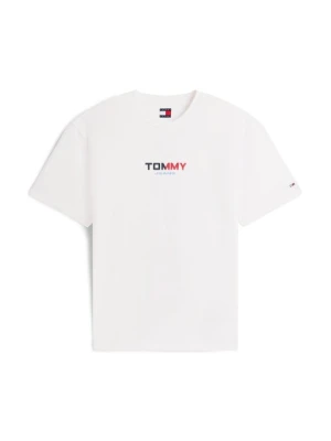 T-shirt z nadrukiem Tommy Jeans mleczny
