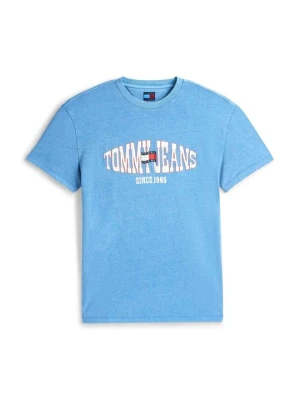 T-shirt z nadrukiem Tommy Jeans niebieski