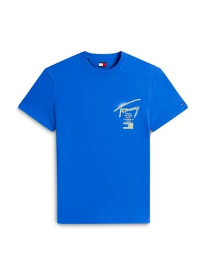 T-shirt z nadrukiem Tommy Jeans niebieski