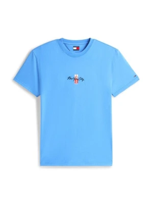 T-shirt z nadrukiem Tommy Jeans niebieski