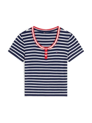 T-shirt z nadrukiem Tommy Jeans niebieski