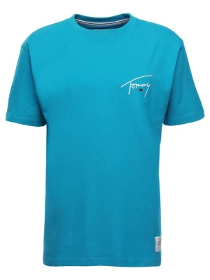 T-shirt z nadrukiem Tommy Jeans petrol