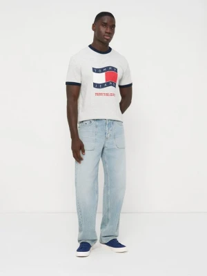 T-shirt z nadrukiem Tommy Jeans szary