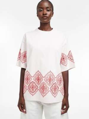 T-shirt z nadrukiem Topshop różowy
