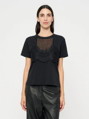 T-shirt z nadrukiem TWINSET antracytowy melanż