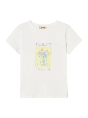 T-shirt z nadrukiem TWINSET biały
