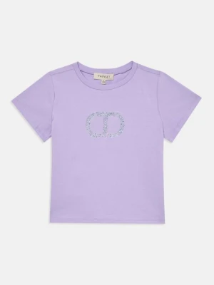 T-shirt z nadrukiem TWINSET fioletowy