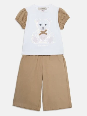 T-shirt z nadrukiem TWINSET jasny brąz