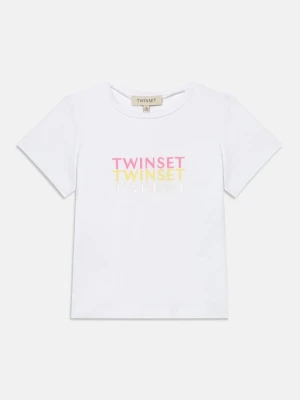 T-shirt z nadrukiem TWINSET mleczny