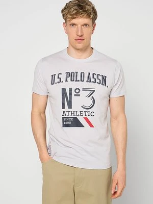 T-shirt z nadrukiem U.S. POLO ASSN. jasnoszary