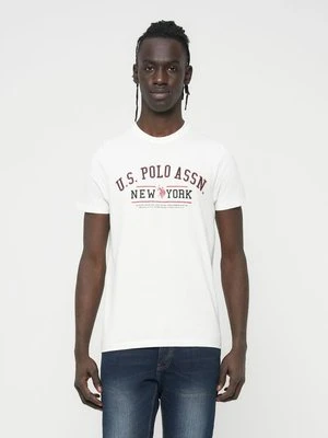 T-shirt z nadrukiem U.S. POLO ASSN. mleczny
