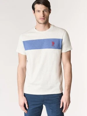 T-shirt z nadrukiem U.S. POLO ASSN. mleczny