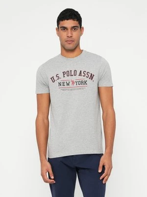 T-shirt z nadrukiem U.S. POLO ASSN. jasnoszary