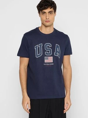 T-shirt z nadrukiem U.S. POLO ASSN. granatowy