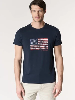 T-shirt z nadrukiem U.S. POLO ASSN. niebieski