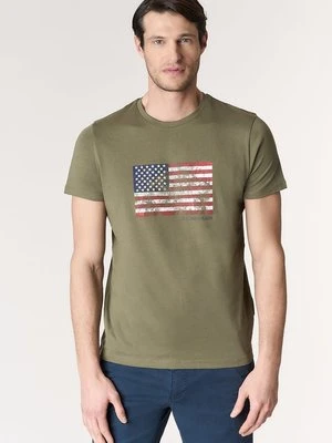 T-shirt z nadrukiem U.S. POLO ASSN. ciemnozielony
