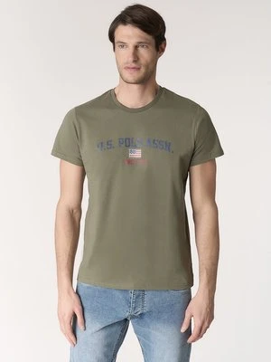 T-shirt z nadrukiem U.S. POLO ASSN. ciemnozielony