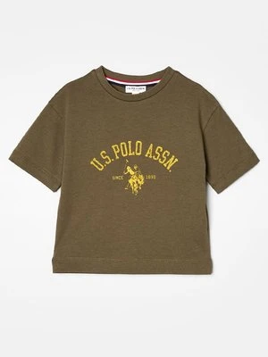 T-shirt z nadrukiem U.S. POLO ASSN. khaki