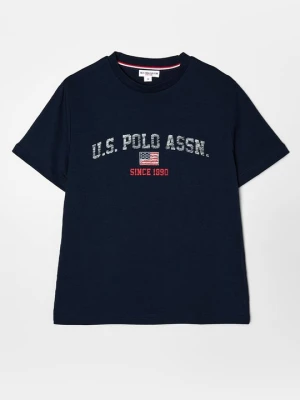 T-shirt z nadrukiem U.S. POLO ASSN. granatowy