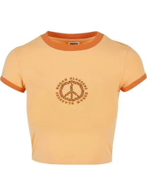 T-shirt z nadrukiem Urban Classics pomarańczowy