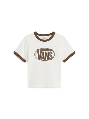 T-shirt z nadrukiem Vans brązowy